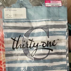 Thirty-One Essential Storage Tote Brush Strokes Pattern w/ Embroidered “C”